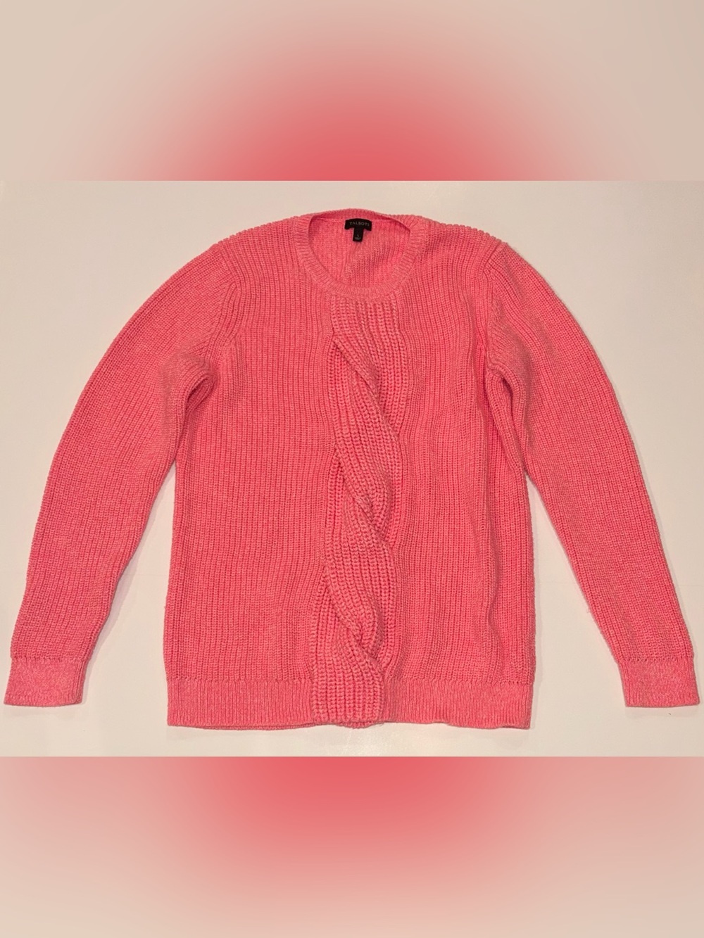 Talbots Pink Cable Crewneck Sweater -Size L